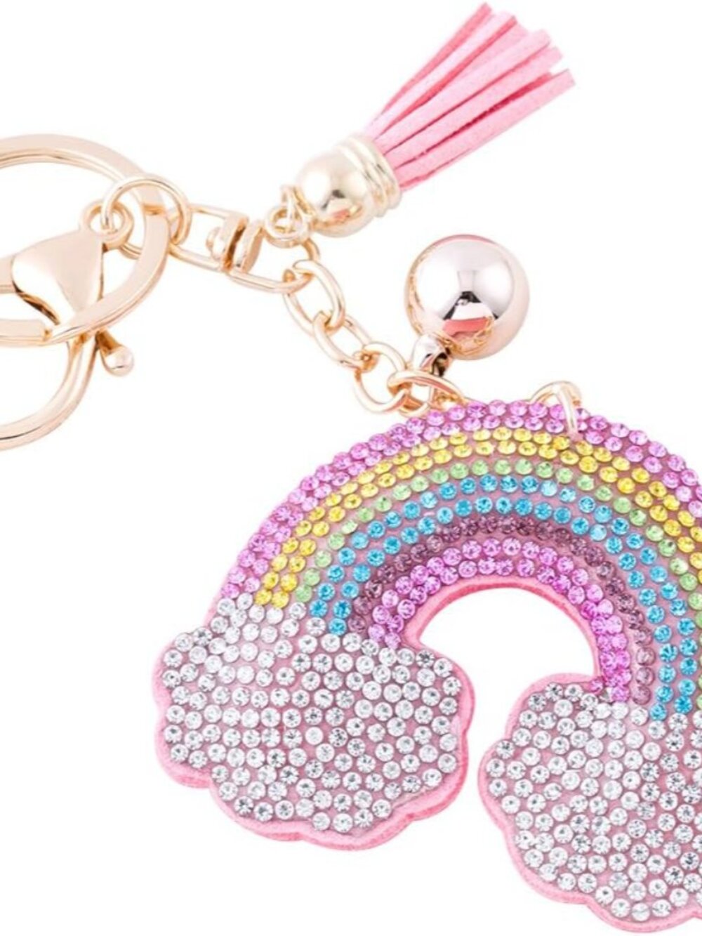 Glitter Keychain Premium SS6 Crystal Tassel Key Chain Leather Bag Charm for Wome